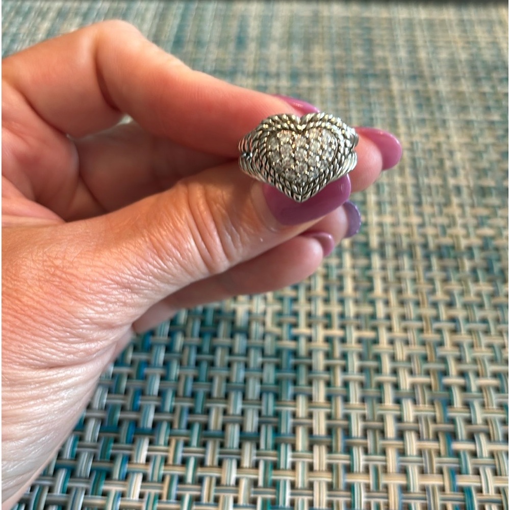 Judith Ripka Sterling Silver CZ Heart Ring Size 6